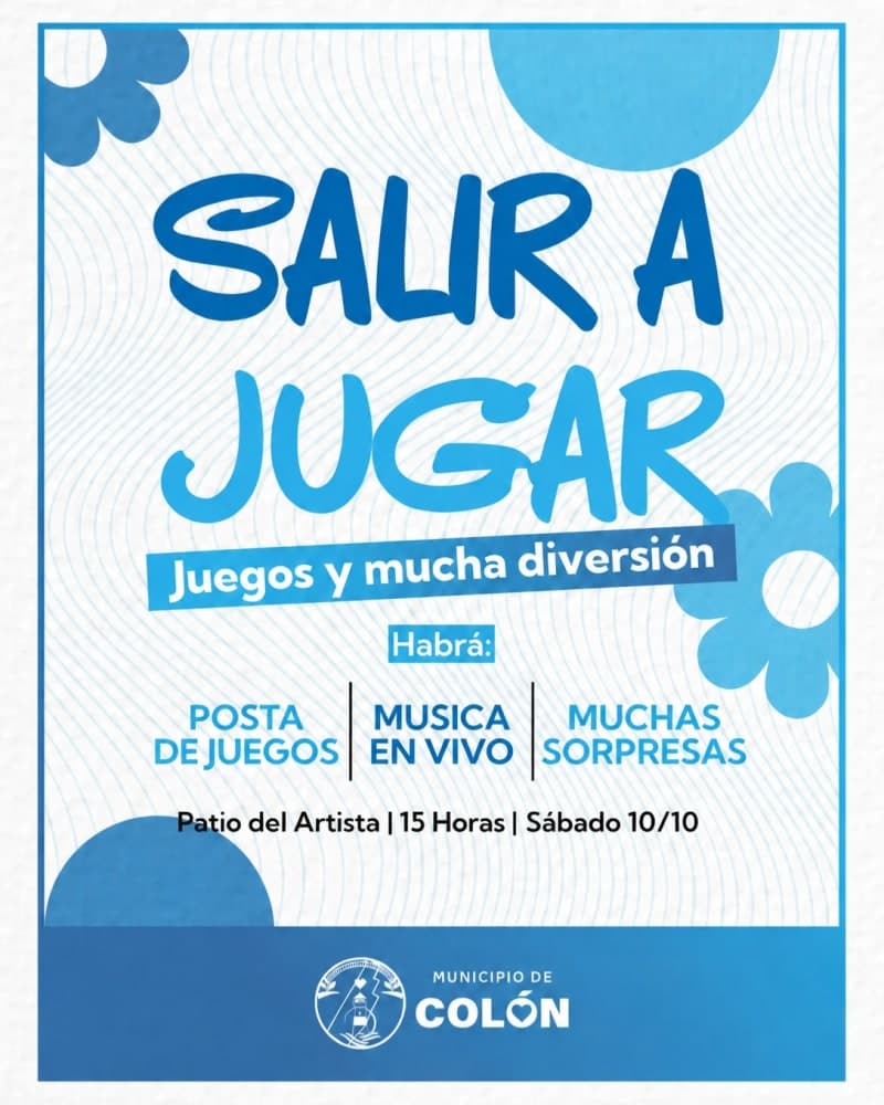 “Salir a jugar”: música en vivo y juegos para el sábado en el Patio del Artista