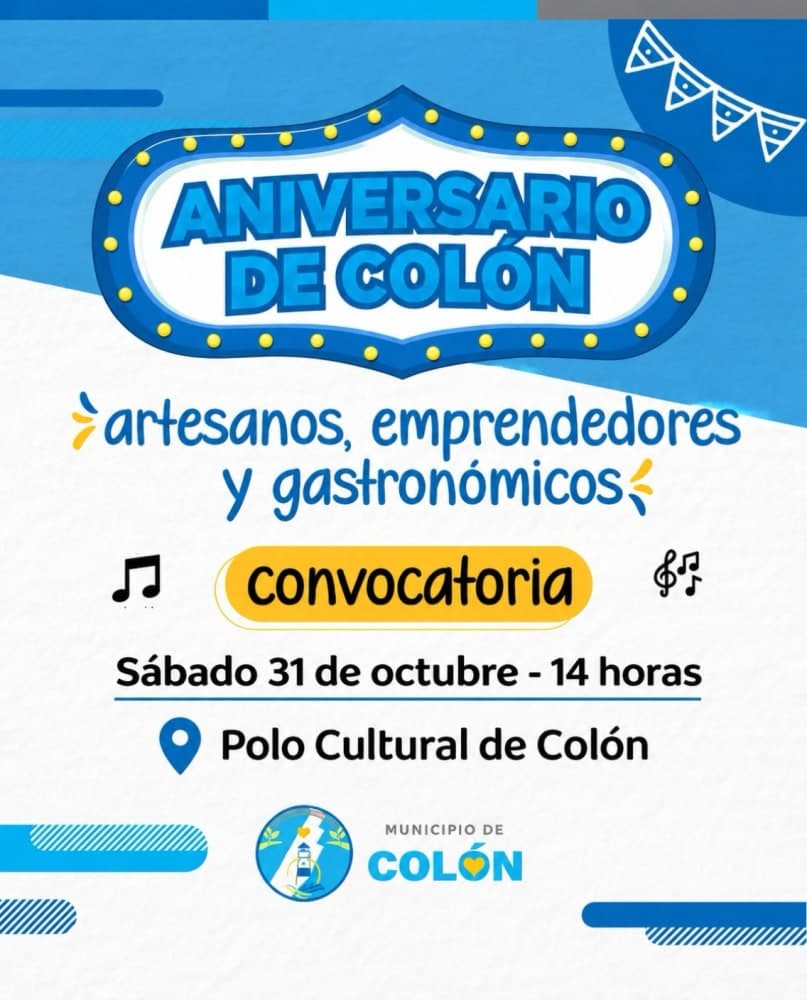 Convocan a emprendedores y gastronómicos para el aniversario de Colón